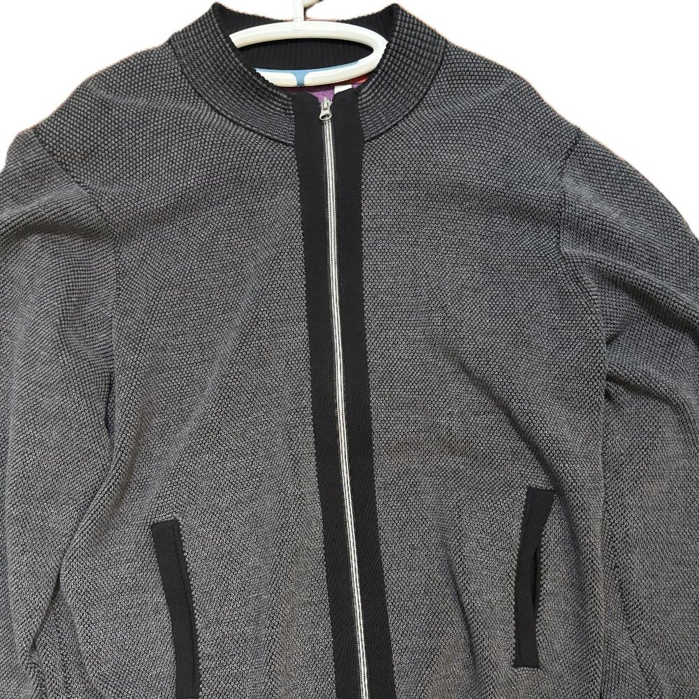 Robert Graham “CONBOY” Textured Knit Black & Gray Cardigan Sweater Size 2XL Mens